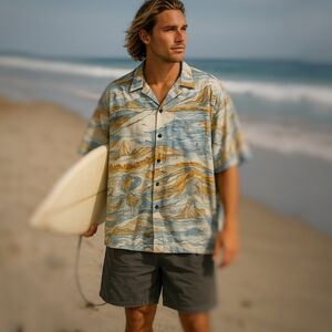 PATAGONIA Rare Pataloha Camp Shirt 2009 Mountain Storms Button Down